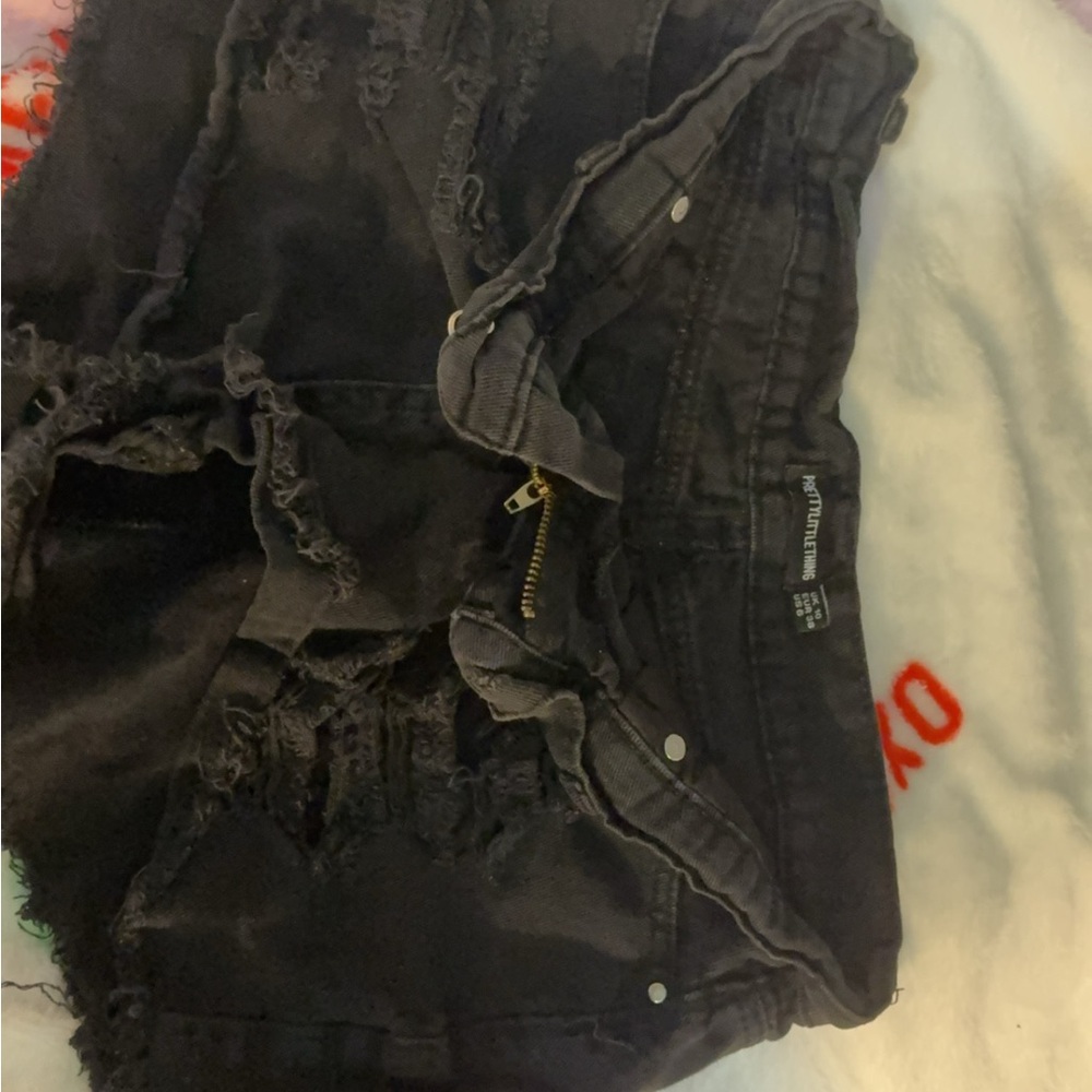 PrettyLittleThing Black Denim Shorts